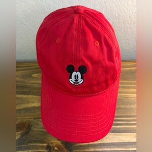 Disney Mickey Mouse Head Embroidered Red Adjustable Hat Cap Adult Unisex Used